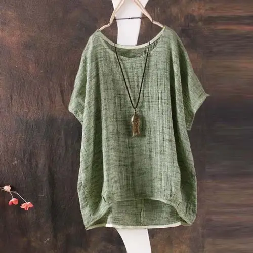 Blusa Tee rojo Algodón Casual Llano Manga caqui Verde Asimétrico Camisa De Larga Tops Mujer Camisas Blusas Verano Jumper Corta Suelto wqHCXnFZx