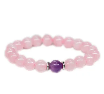 

12pcs/lot Rose quartz bracelet Amethyst jewelry Fertility Balance bracelet Stress relief gift for mom grandma teacher gift
