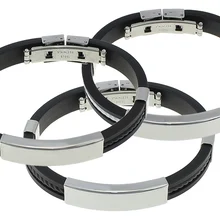 Украшения YYW модные панк мужские ювелирные изделия браслет из нержавеющей стали манжета браслет ручной цепи черный силиконовый браслет