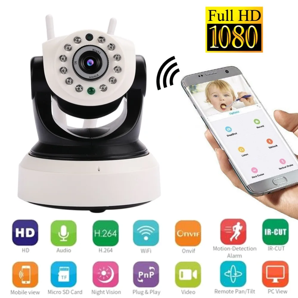 

giantree 1080P 2MP Wifi Security Camera IP Camera Phone Remote Two-way voice Video Recorder Mini Wireless Camera Double Antenna