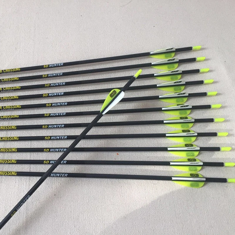 Linkboy Archery 12pcs Pure Carbon Arrows 30inch ID4.2mm Spine600 900