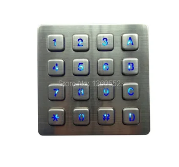 

16 keys backlit keypad Led backlit keyboard with illuminated 4x4 key button for payphone,kiosk,bank,vending machine