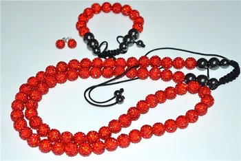 

50% Discount!12mm 70 ball Red OKE micro pave CZ Disco Beads Crystal crystal Set Necklace Bracelet Earring Wholesale Gift .