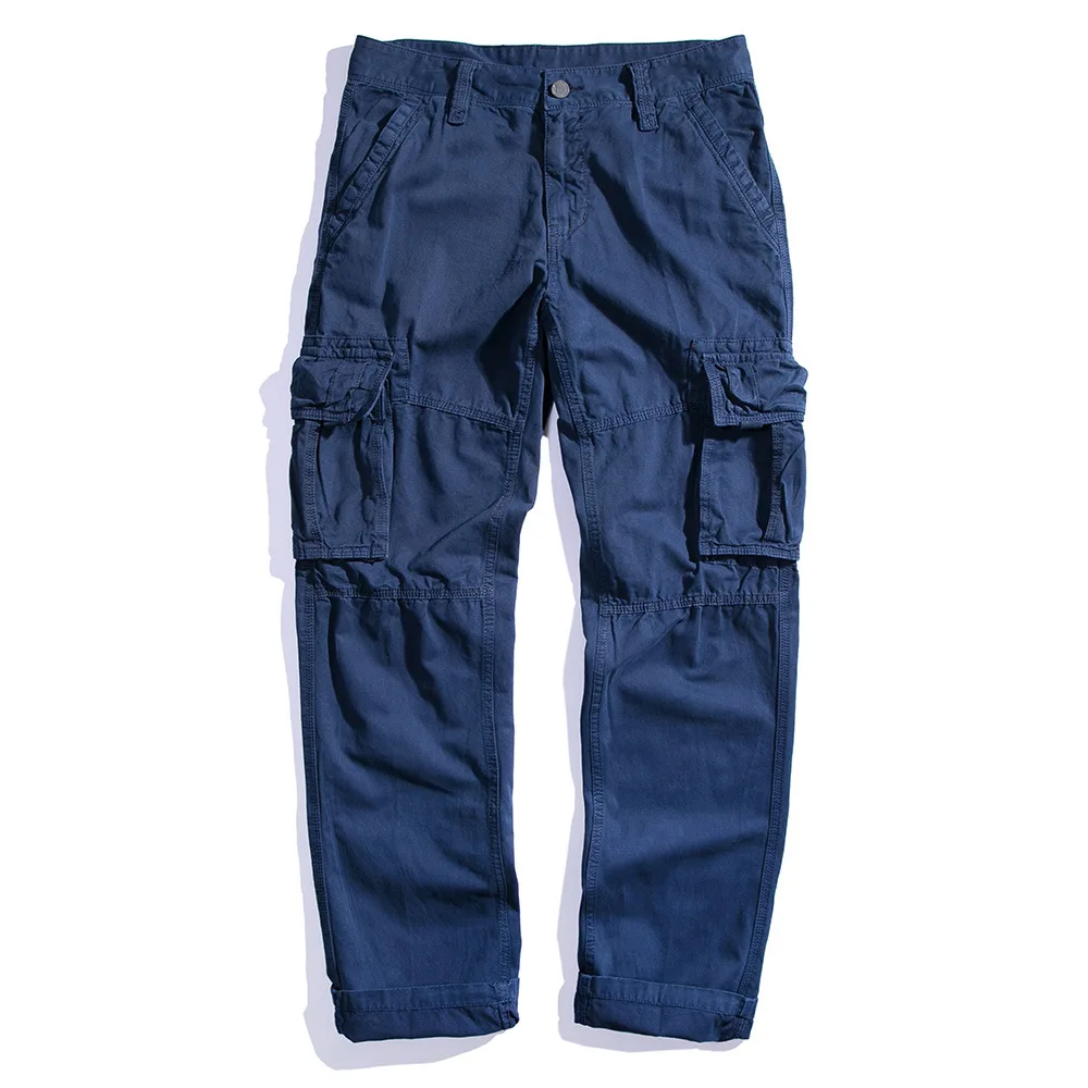 Весна осень мужские брюки 5XL 6XL Брюки Карго повседневные Карманы мех брюки размера плюс 38 40 Свободные мешковатые рабочие мужские - Цвет: Синий