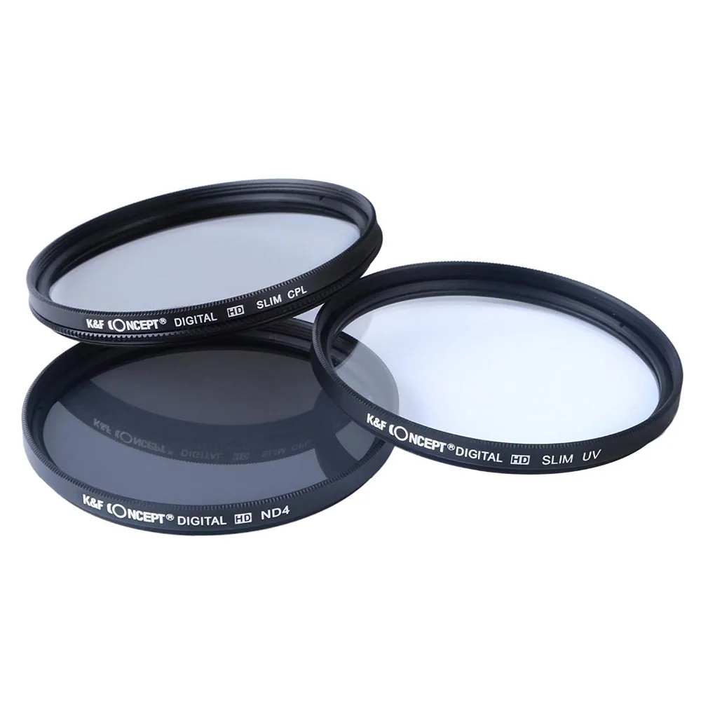 K& F Concept 37/40. 5/43/46/49 мм UV CPL ND4 набор УФ-фильтров с нейтральной плотностью фильтр объектива совместим с цифровой зеркальной камеры Canon Nikon DSLR Камера+ чистящая ручка