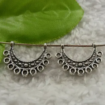 

348 pieces antique silver moon connectors 21x17mm #4229