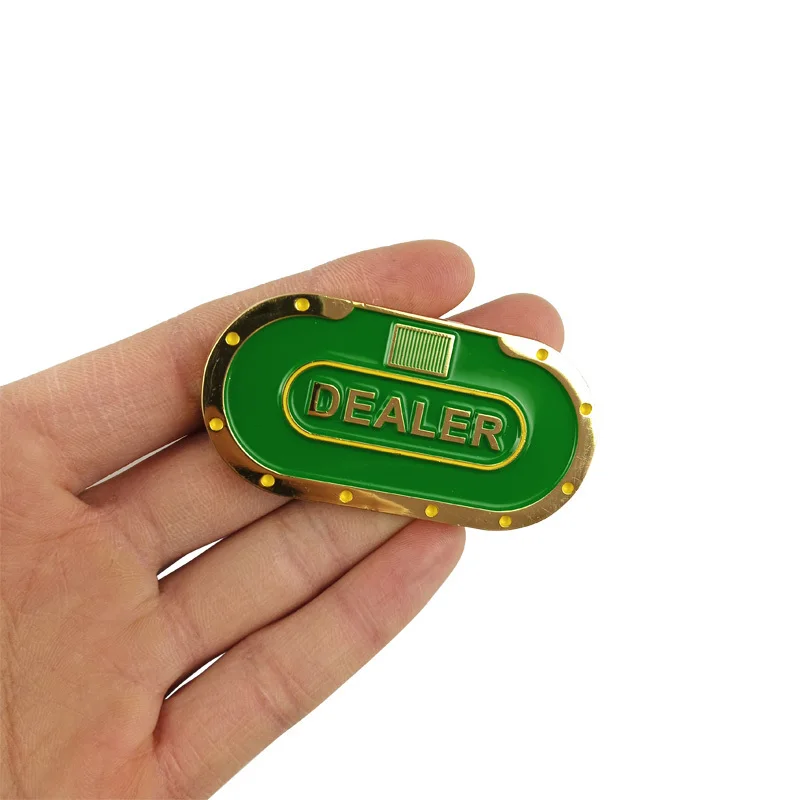 

New Texas DEALER Poker Chips 1Pcs Pressing Metal Double-faced Ellipse Chip Table Game Competition Club