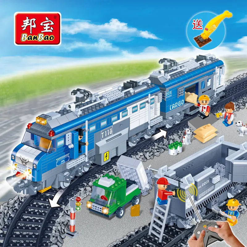 

ABS 1760 Pieces Banbao No.8228 Building Block Set 3D Construction Freight Train Toy Bricks Educational Block Toy For Children