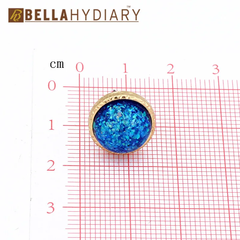 Simple Design Blue Pink White Druzy Resin Round Stud Earrings For Women Jewelry Pendientes Stud Mujer Moda 2019 Ohrringe Brinco (6) - 