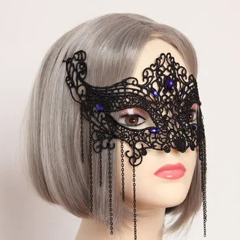 

2018 New Halloween Cosplay Exaggerated Style High-end Hair Accessories Half-face Makeup Ball Lace Mask