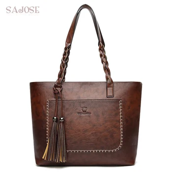 

Large Capacity Women Bags Casual Tote Bags bolsos Women's Messenger Shoulder Bags With Tassel Famous Designers Leather Handbags