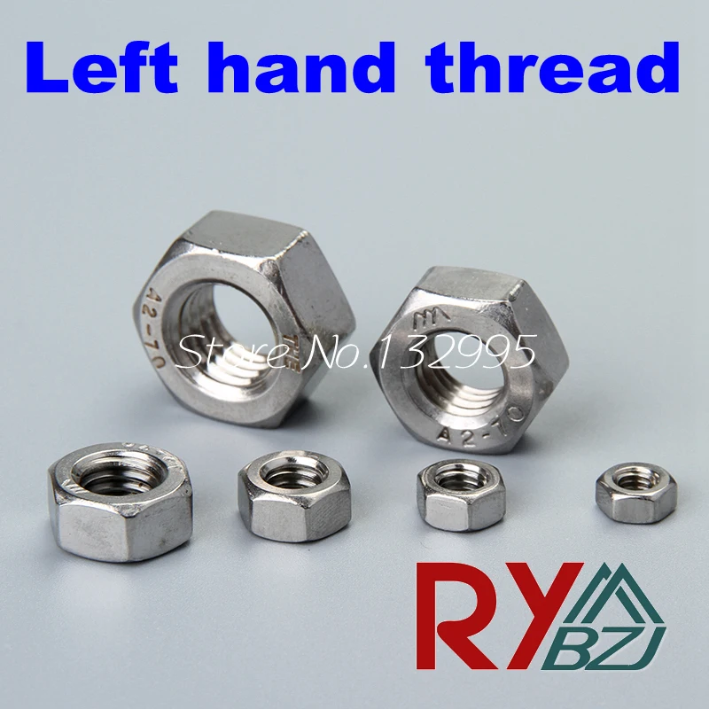 A2 STAINLESS STEEL LEFT HAND THREAD HEX NUTS M4 M5 M6 M8 M10 M12 M14 M16 M18 M20 