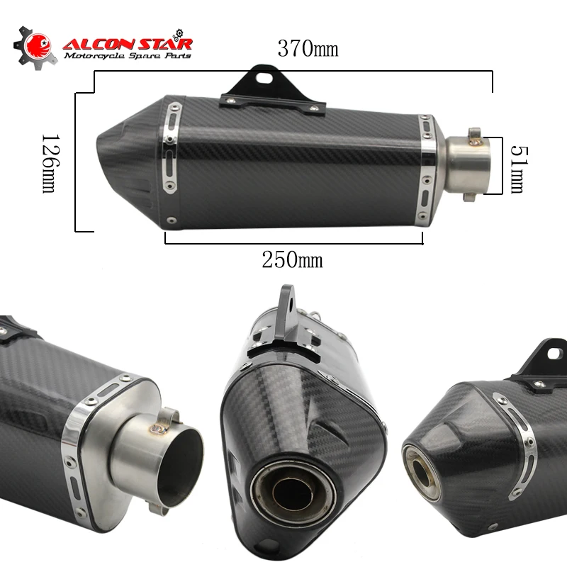 

Alconstar- 51mm Motorcycle Exhaust Modified Scooter Exhaust Muffler with DB killer GY6 Case for YAMAHA YZF R1 MT07 MT09 TMAX530