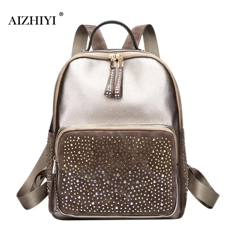 

Women Shining Rhinestones Backpack Female Leather Backpack Casual School Bag for Teenage Girl Travel Backpack Mochila Feminina