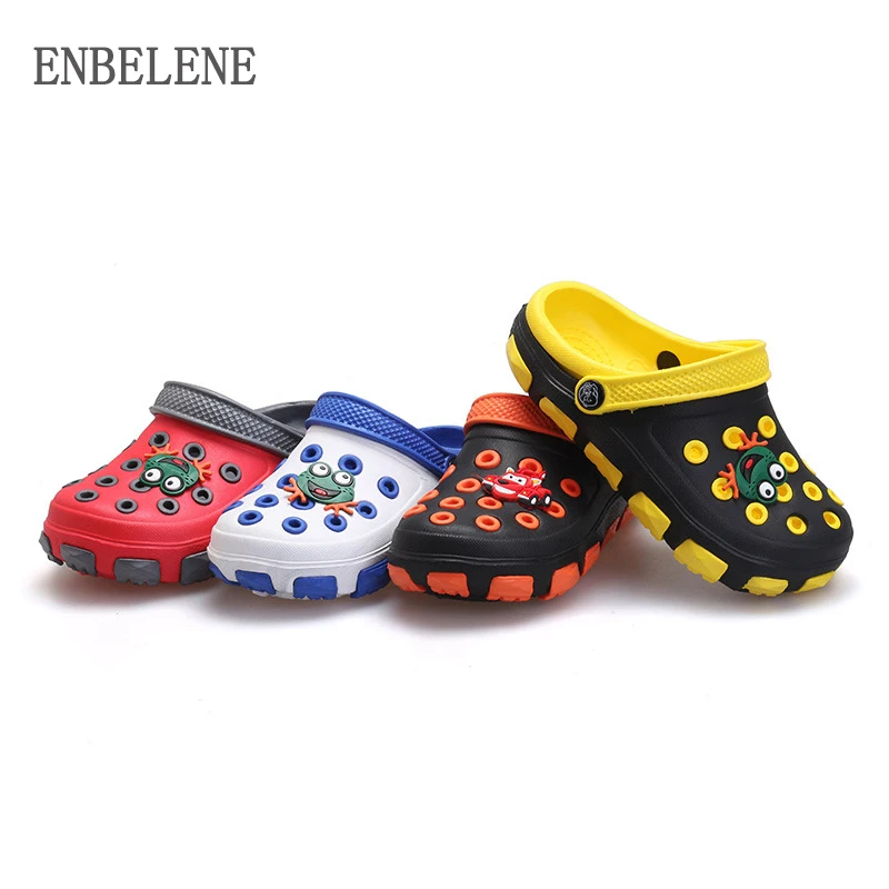 

summer little boys girls mules and clogs garden shoes hollow children slipper cartoon slaps PU shower kids beach sandals FE351