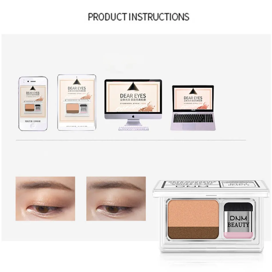 Lazy Double Color Eye Shadow Makeup Palette Shimmer Eyeshadow Makeup Waterproof Mineral Powder Double-layer Eye Shadow Cosmetics