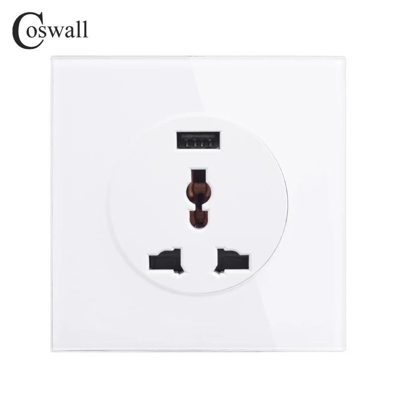 Стеклянная панель Coswall 13A универсальная настенная розетка с 3 отверстиями
