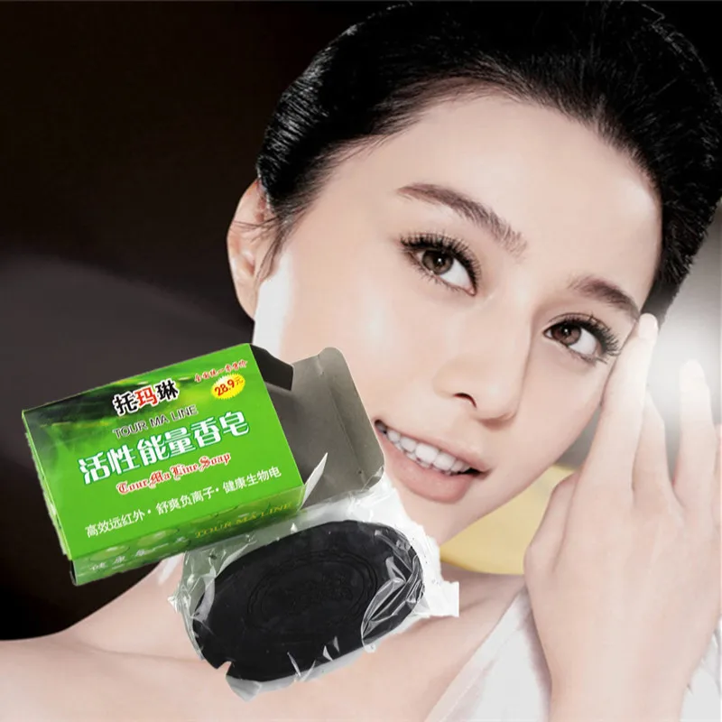 

Bamboo charcoal handmade soap Treatment skin care natural Skin whitening soap blackhead remover acne treatment oil control 1Pcs