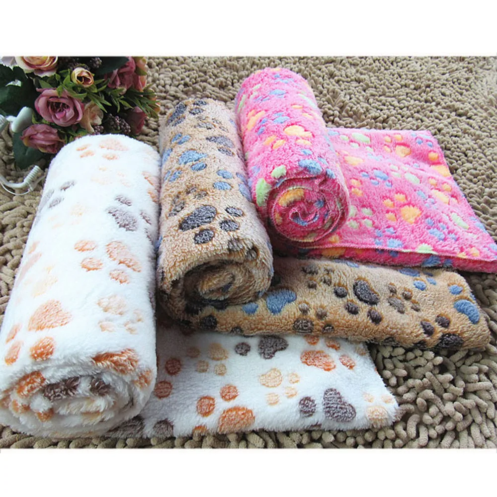 

Winter Autumn Warm Heating Pet Mat Small Large Paw Print Cat Dog Puppy Coral Fleece Soft Blanket Comfortable F9043