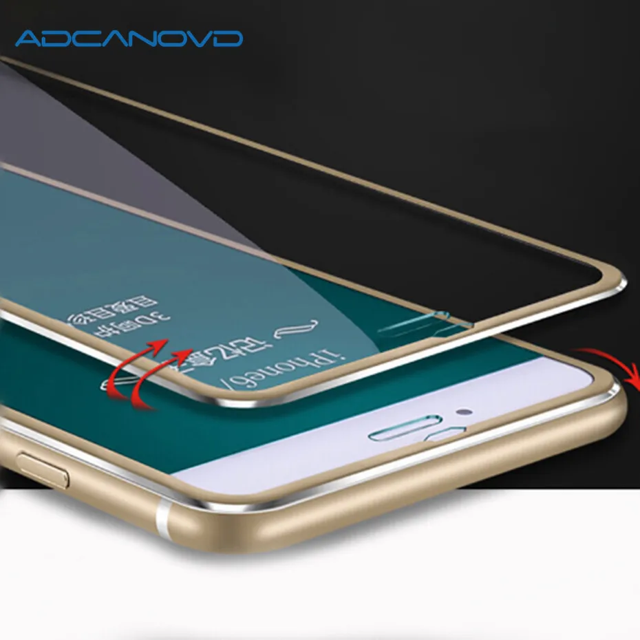 

3D full cover protective glass for iphone 6 6s 7 8 plus x Aluminum alloy screen protector tempered glass on iphone 5 5s se