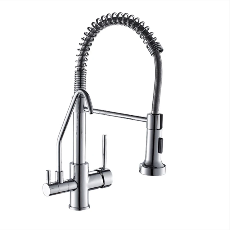 

New Spring Style Kitchen Faucet Chrome Faucet Pull Out Torneira All Around Rotate Swivel 3-Function Water Outlet Mixer Tap