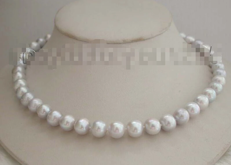 

FREE SHIPPING 17.5" Genuine Natural 10mm Little Gray Round Pearl Necklace #f1522! AAA