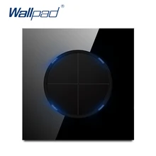 Wallpad New Arrival 4 Gang 1 Way Random Click Push Button Wall Light Switch With LED Indicator Crystal Glass Panel 16A