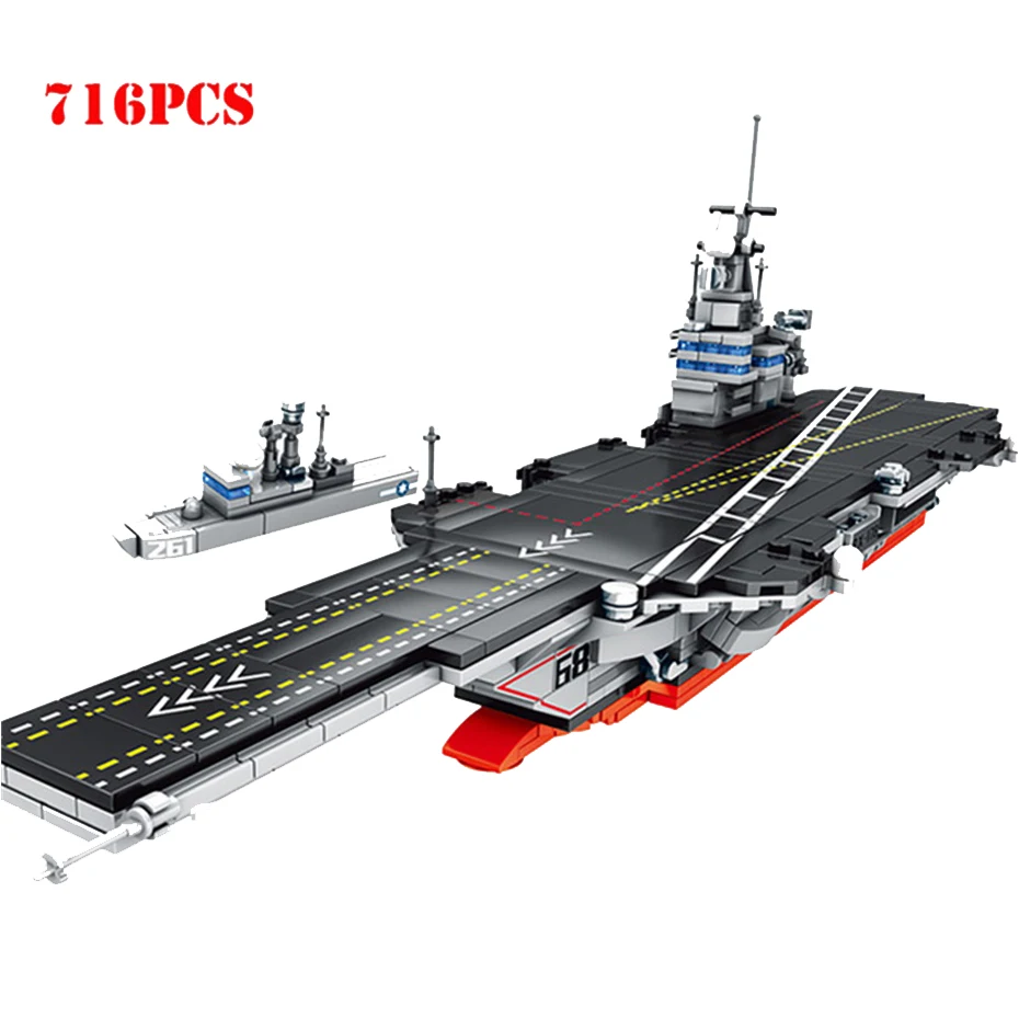 

Military US Nimitz-Class Aircraft Warship Building Blocks Compatible Legoing Navy Soldier World War Army Weapon Brick Child Toy