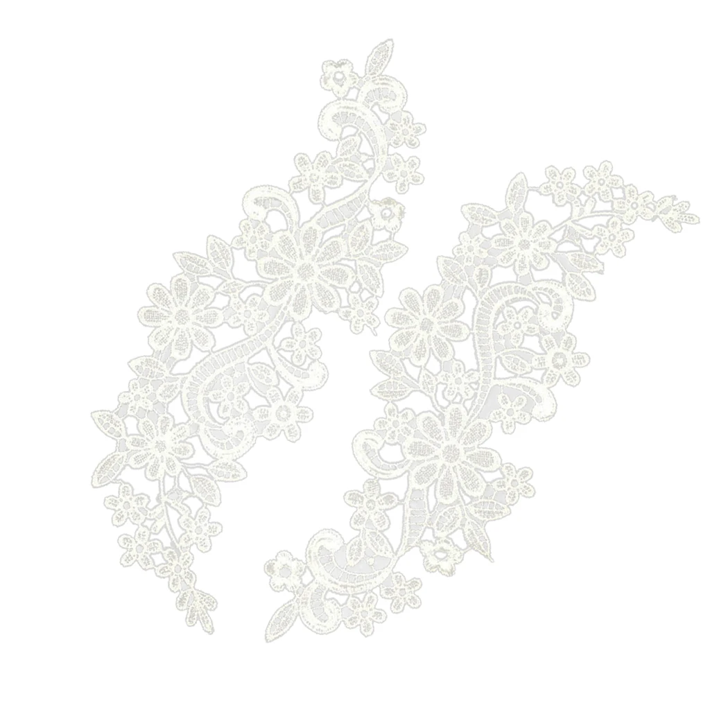 White Floral Venise Lace Applique Embroidered Guipure Sewing Lace Motif Trims for Sewing Clothing Dress DIY Crafts Supllies