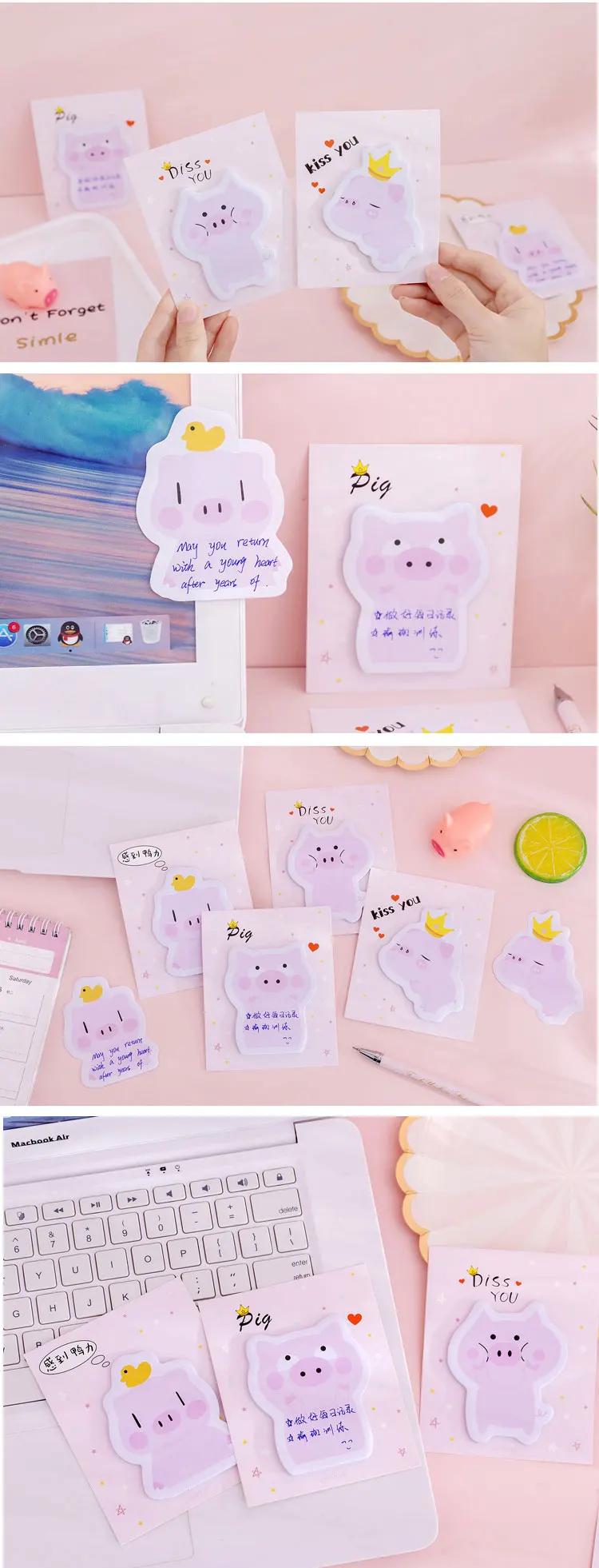 30 листов Kawaii порошок свинья блокнот-стикер Портативный сообщение стикер s Pad Sticky diy офисные школьные канцелярские принадлежности