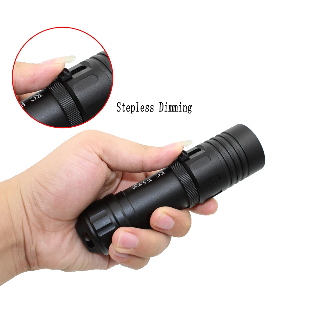 

XM-L2 LED Diving Flashlight Waterproof Dive Light Stepless dimming Underwater Scuba Diving Torch Lamp spearfishing Lanterna