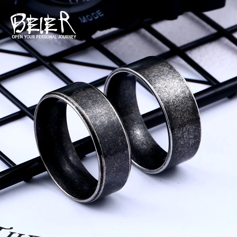 

BEIER retro Color Stainless Steel Hip hop Men ring Titanium Ring Fashion jewelry WR-R093