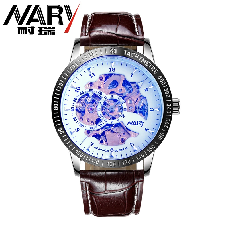 NARY 2016 Brand Luxury Brand Sports Men s Automatic Skeleton Mechanical Military Wrist watch Men full