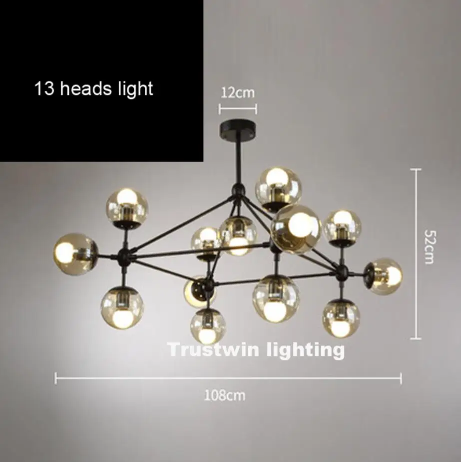 Современный Лофт промышленный светильник MODO люстра светодиодный светильник из железного стекла подвесной светильник для фойе столовой гостиной ресторана - Цвет абажура: 13 heads light