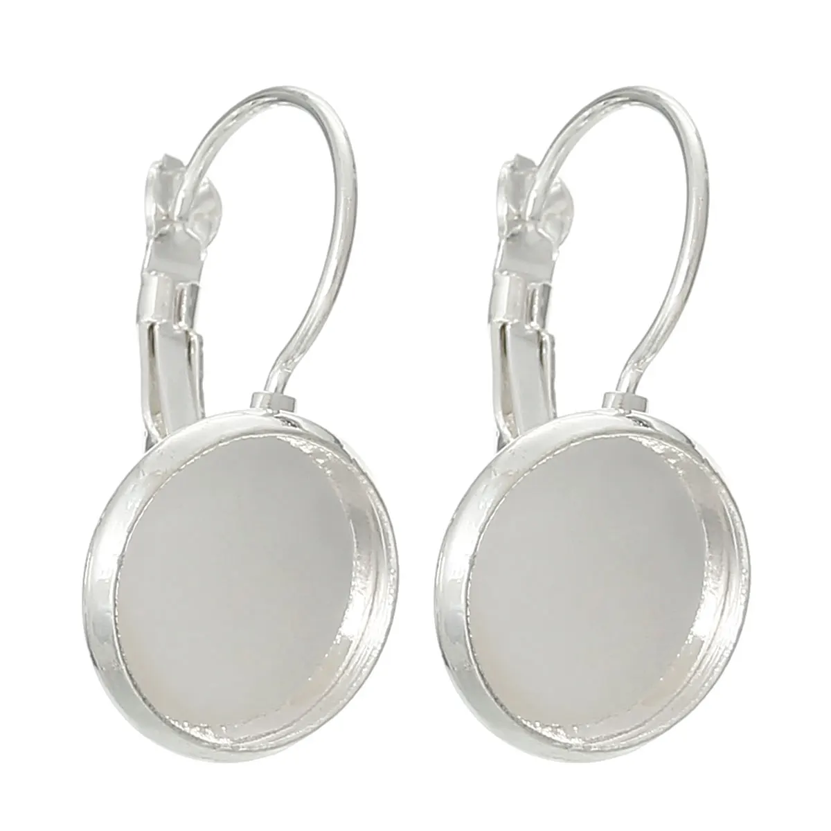 

Copper Earrings Findings Round Silver Tone Cabochon Settings (Fits 12mm ) 26mm(1") x 14mm( 4/8"), 3 PCs new