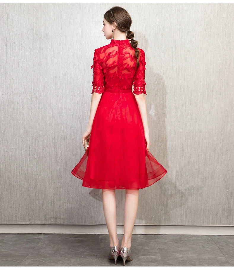 Халат de soiree Элегантный бордовый Онлайн половина sellve Формальное вечернее платье с кружевной вышивкой лук Банкетный Выходные туфли на