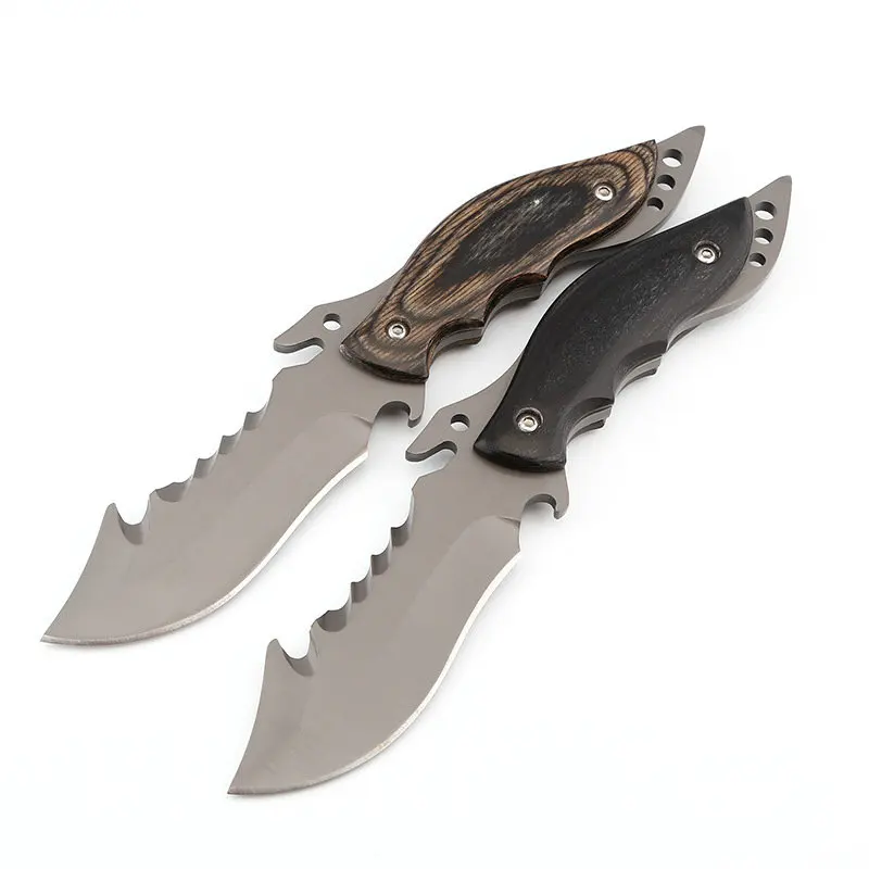 tactical fixed blade knife wood handle titanium outdoor camping hunting survival edc tools  (6)