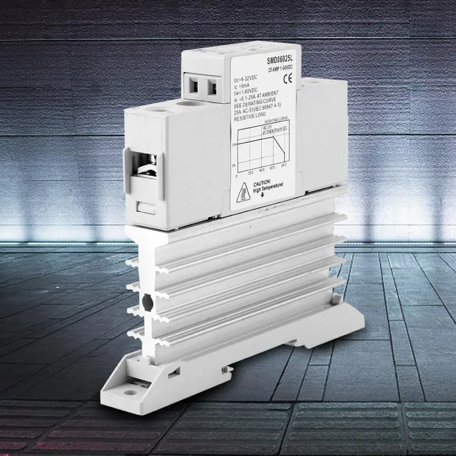 

SMD06025L DC Control Solid State Relay DC Single Phase DIN Rail Solid State Relay Module & Board 1-60VDC 25A