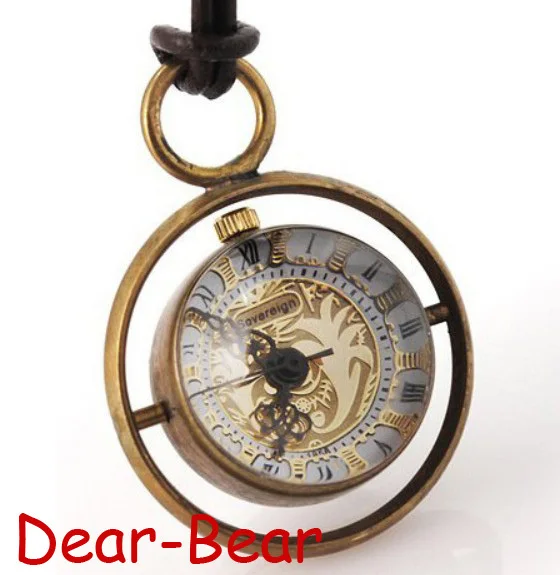(8046 2)Copper Glass Ball Mechanical Pocket Watch Orbit Design