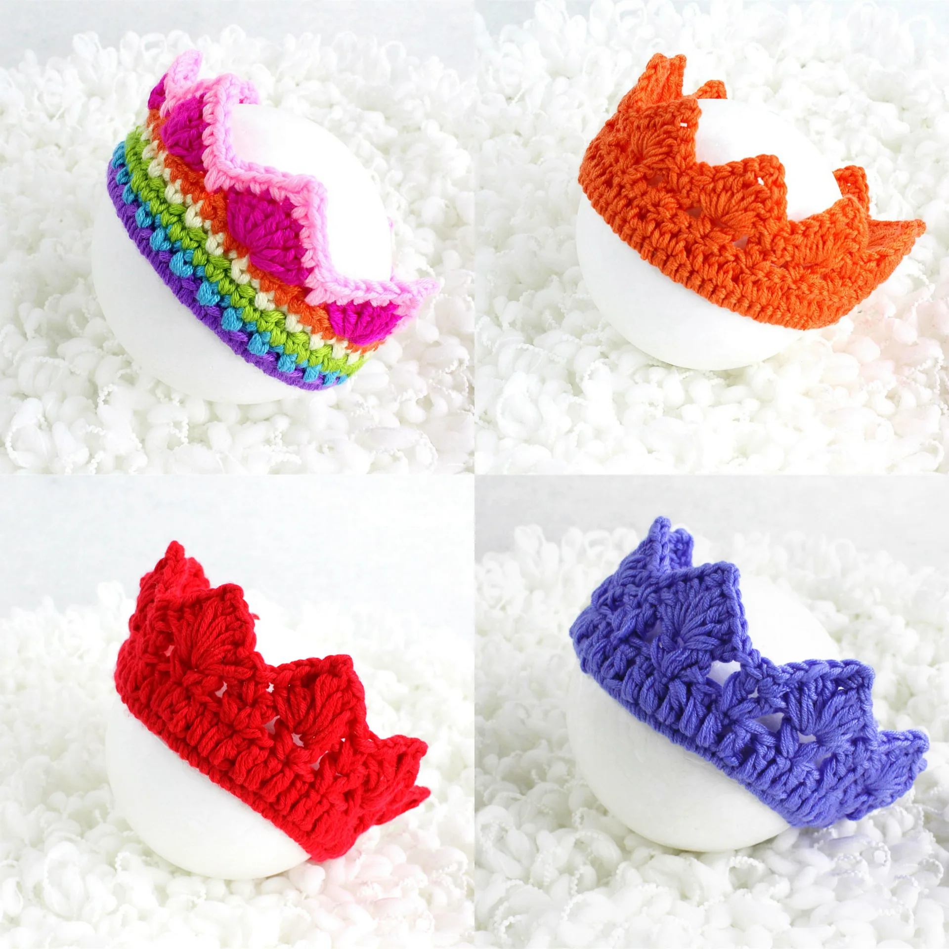

Warm Baby Girl Boy Photo Costumes Crown Headband Prince Headwear Newborn Pictures Hat Props Daily Wear Hand Knitting
