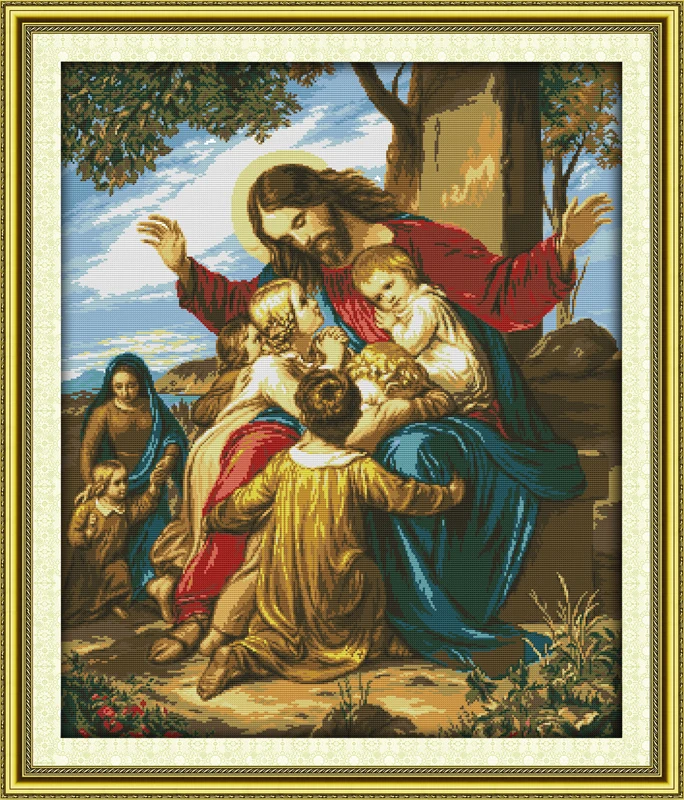 Jesus and His Children Counted Cross Stitch 11CT 14CT Religion Cross