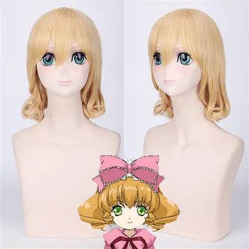 

Cosplay Hinaichigo 12inch Medium Blonde Lolita Wig With Bangs Heat Resistant Rozen Maiden Hinaichigo Wigs Female Halloween wig