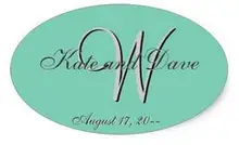 6cm*3cm 3d Monogram Wedding Favor VI Oval Sticker