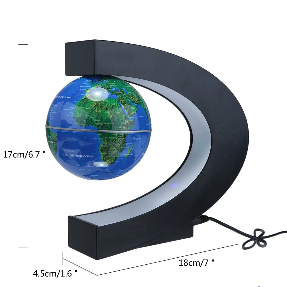 Модное украшение для дома светодиодный плавающий теллурион C Форма магнитной левитации Плавающий глобус Карта мира с светодиодный светильник US/UK/EU штекер