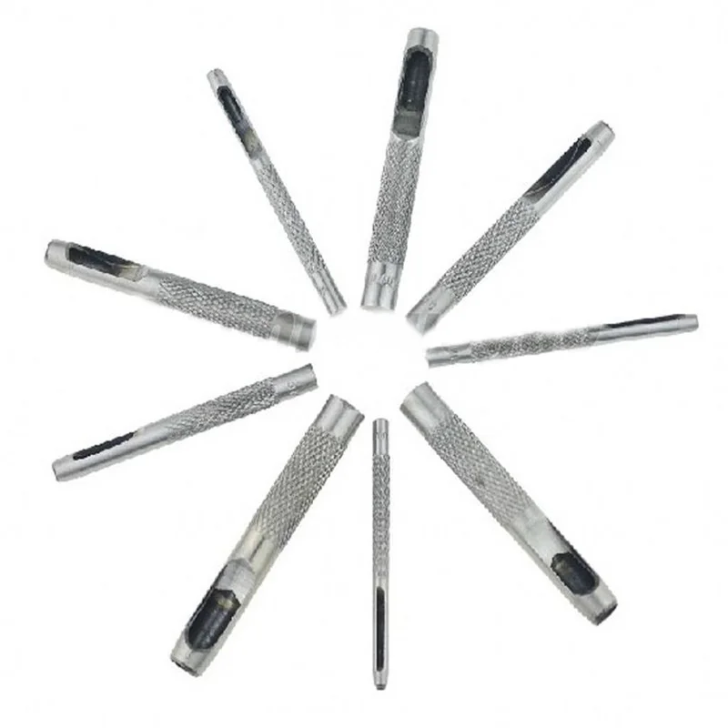 

G1 9PCS Leather Craft Tool Round Hole Punch Cutter Fr Belt Watch Band 2.5mm-10mm +1 pc pad