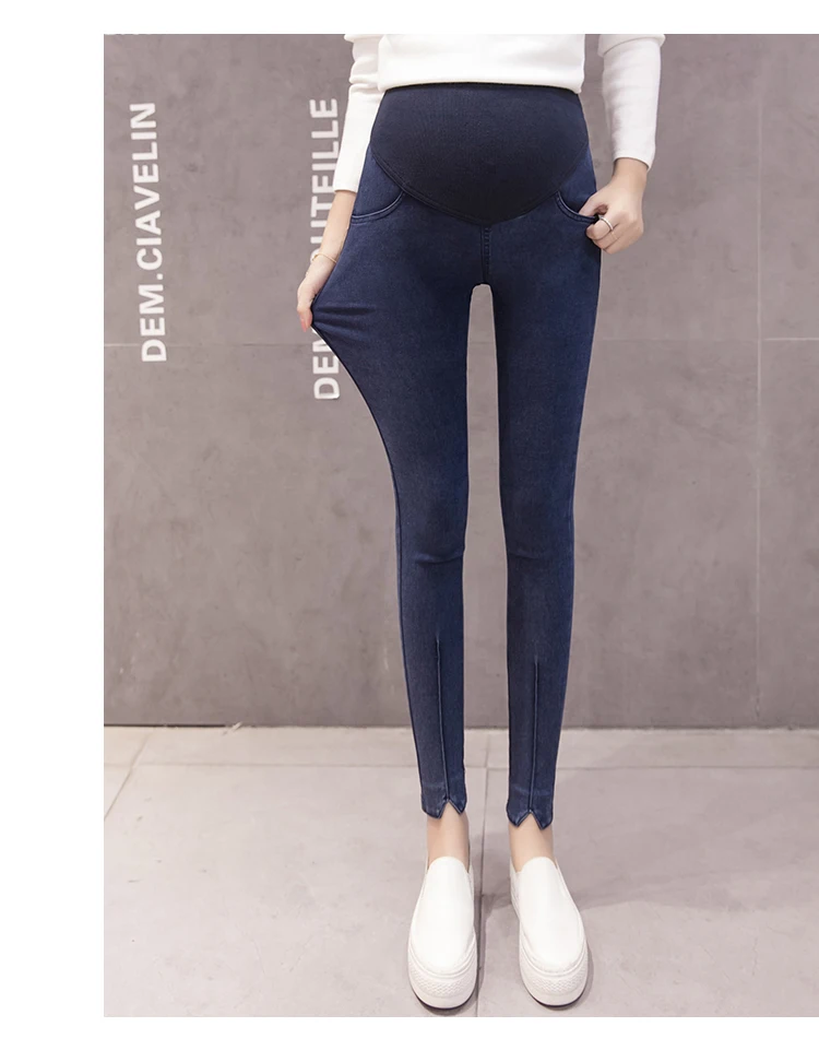 Новые осенние джинсовые брюки легинсы для беременных Брюки для ног джинсовые штаны для подтягивания живота повседневные джинсовые брюки