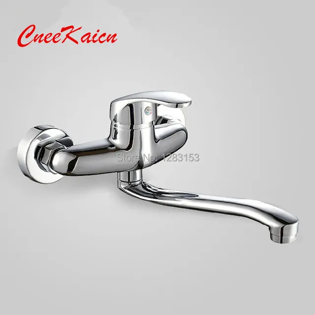 Special Offers brass wall Mounted Crane Two Hole Stream Sprayer kitchen faucet for sink antique mixer tap Single Handle 360 Degree Swivel pipe 