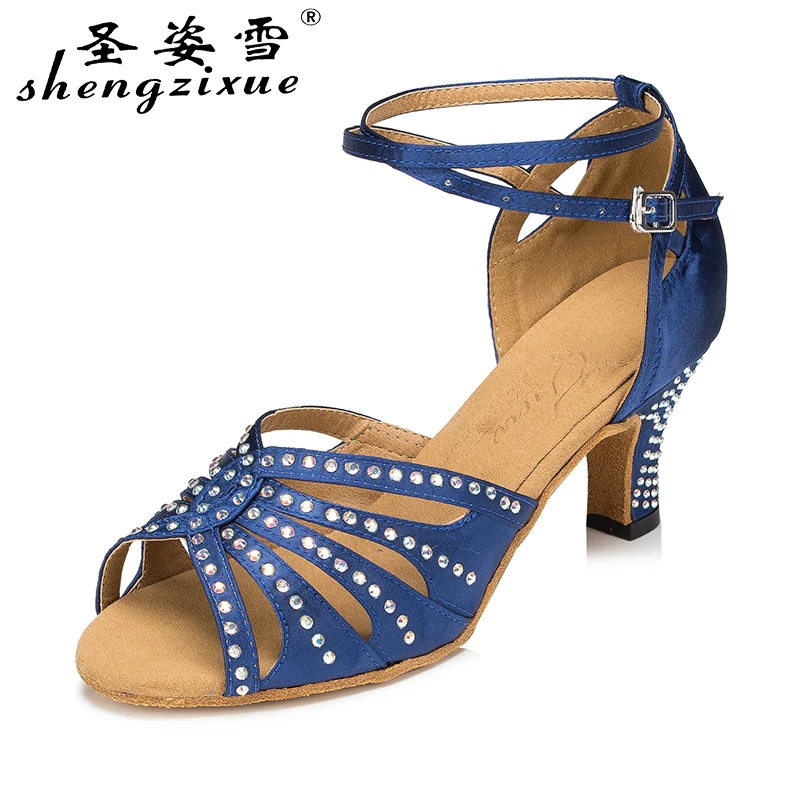 WUXIJIAO hot drilling Blue Purple satin Women�s Latin