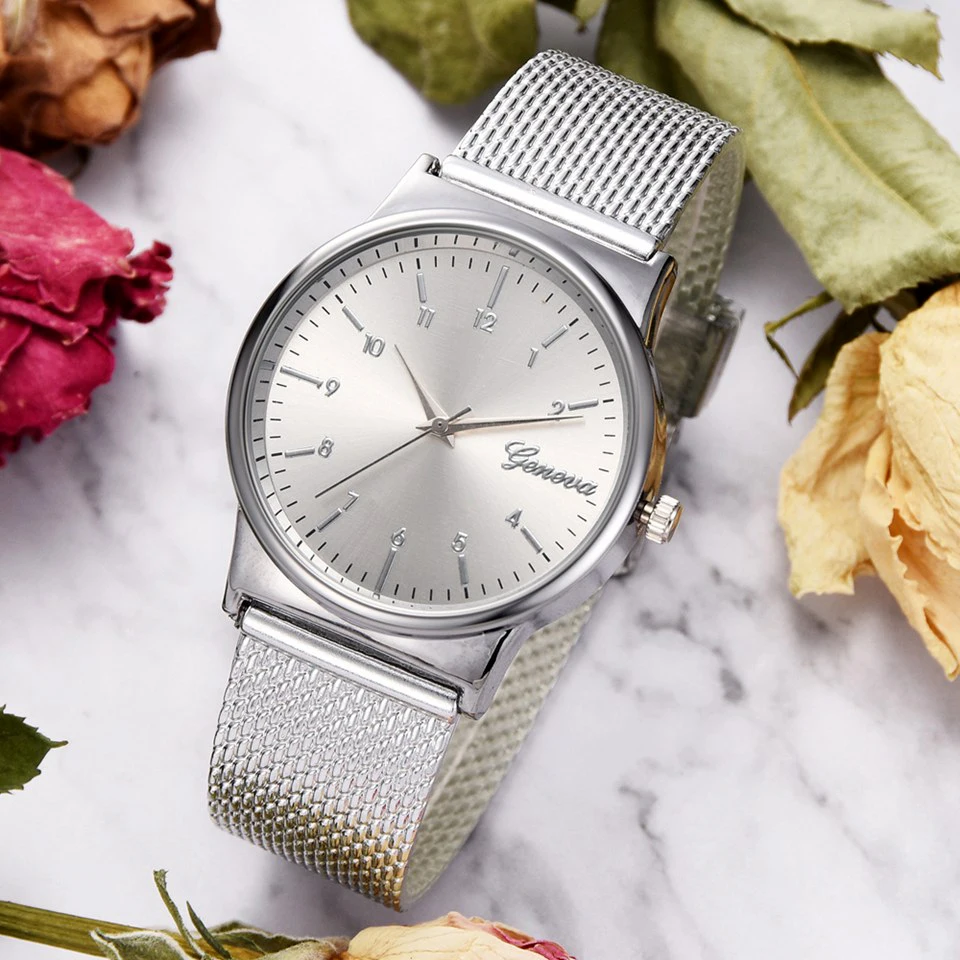 Geneva брендовые роскошные часы из розового и золотого и серебряного браслета, Силиконовые кварцевые часы для женщин, модные женские спортивные часы, подарок
