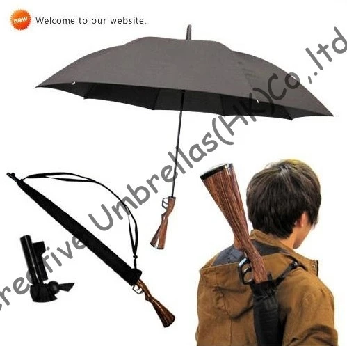 Paraguas de pistola de madera imitación de Rifle, protector solar 100%, UPF>40 + recto, mango largo a prueba de viento, largas de fibra de de 3,5mm|gun umbrella|umbrella umbrellawood